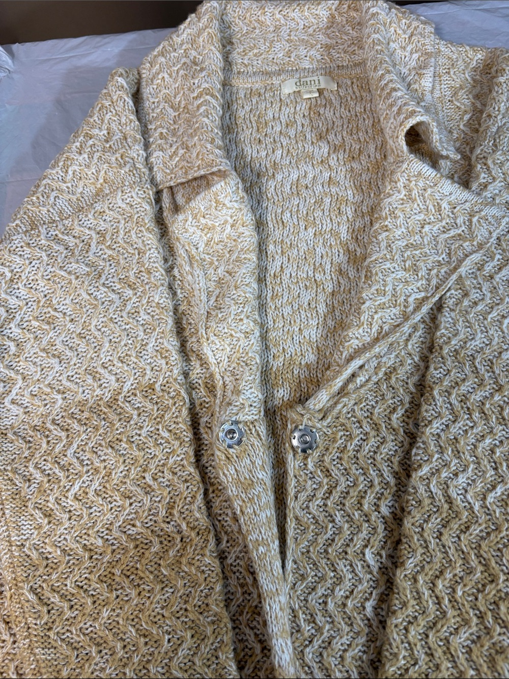 dani Women's Cream Textured Cardigan Sweater